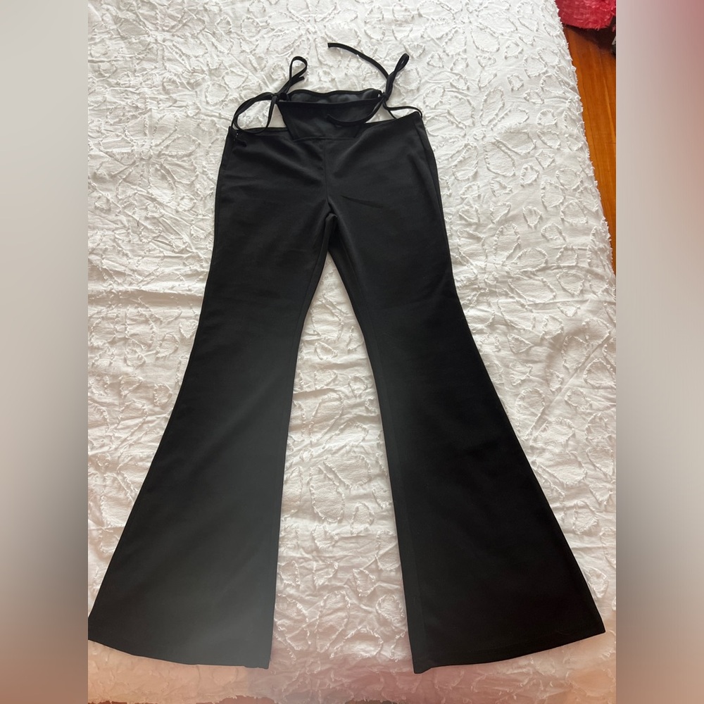 Cut out black flare pants